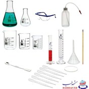 تصویر پک شیشه آلات آزمایشگاهی آموزشی ۱۸ تکه 