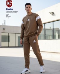 تصویر ست بلوز شلوار مردانه آدیداس پارچه دورس سه نخ کرکی - مشکی / XXL 