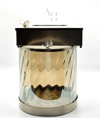 تصویر سطل شیشه ای و جا دستمال کاغذی پذیرایی استوانه 