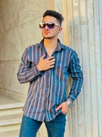 تصویر پیراهن راه راه مردانه نخ پنبه - ماشی راه راه / M ا Men's cotton striped shirt Men's cotton striped shirt