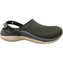 تصویر دمپایی حمام کراکس مدل Literide 360 رنگ سبز ارتشی و طوسی 