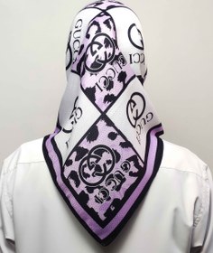 تصویر مینی اسکارف نخی دخترونه بنفش طرح گوچی 