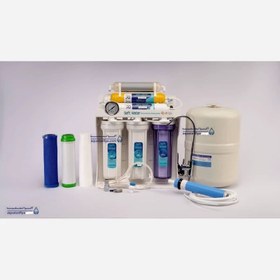 تصویر تصفیه آب دستگاه تصفیه آب خانگی سافت واتر 7 فیلتر (پمپ و مخزن تایوان ) مخزن تانک پک یک سال گارانتی تسویه تصویه تسفیه 
