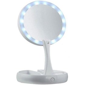 تصویر آینه تاشو آرایشی دو طرفه LED دار EMSON 