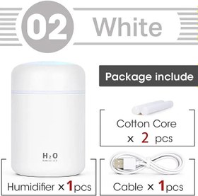 تصویر دستگاه بخور سرد Humidifier H20 - سفید Portable Mini Humidifier, Colorful, Cool Mist, USB Powered. Perfect for Bedroom, Office & Car (300ml, White)