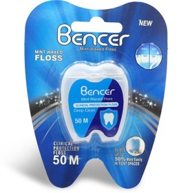 تصویر نخ دندان سفید نعنایی نازک استندی 50 متر بنسر Bencer Mint Dental Floss 50m