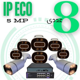 تصویر پکیج ۸ عددی دوربین مداربسته 5 مگاپیکسل تحت‌شبکه اقتصادی (IP ECO) 