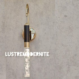 تصویر لوستر دیوارکوب مدل ابر و بادی استوانه ای - دیواری با پایه عصایی Modern Smoke Crystal Pendant Light Black Gold