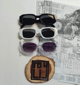 تصویر عینک پرادا مستطیلی مدل 1222 رنگ سفید و مشکی و یخی 