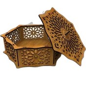 تصویر شکلات خوری کوچک چوبی لیزری 