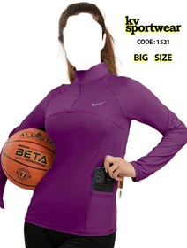 تصویر بلوز نیم زیپ فینگردار ورزشی زنانه NIKE کد 002 Womens sports half zip blouse NIKE code 002