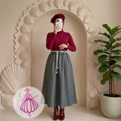 تصویر دامن پشمی کلوش بلند کد ۱۴۲۷ 