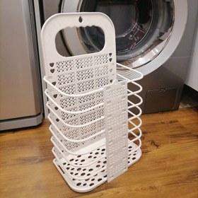 تصویر سبد لباس تاشو پلاستیکی - سفید Folding clothes basket