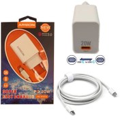 تصویر کلگی شارژر آرسون مدل AN-W20W به همراه کابل تایپ سی Arson charger model AN-W20W