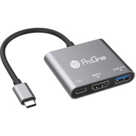 تصویر تبدیل Type-C به Type-C، Type-A، HDMI مدل PHU552 پرووان ProOne PHU552 Type-C TO USB Type-C، USB Type-A، HDMI