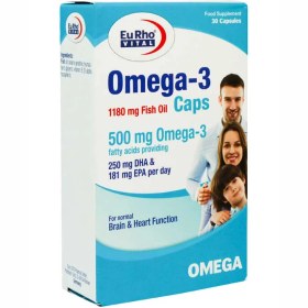 تصویر سافت ژل امگا 3 500 میلی گرم یوروویتال 30 عدد Eurho Vital Omega 3 500 MG 30 Caps