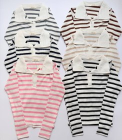 تصویر بلوز یقه دار راه راه 