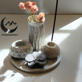 تصویر ست دکوری سنگی و شمع - ارکیده 