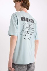 تصویر تیشرت کوتاه آستین بافت با یقه دوچرخه‌ای لونی تونز پنبه‌ای با قلب | Defacto | 938362962 | اورجینال 