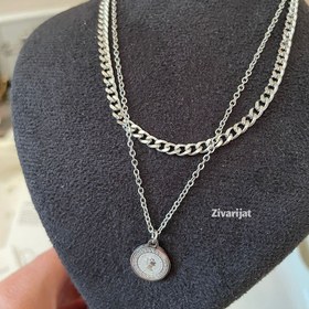 تصویر گردنبند دولاین کارتیر الیزابت استیل Layyer necklace