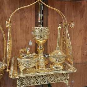 تصویر اسپنددودکن جای عطر جای زغال وانبر زغال وجای اسپندی اماراتی برندآب کاری طلاونقره رنگ ثابت 