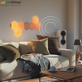 تصویر پنل روشنایی شش ضلعی هوشمند 7 تکه نانولیف طرح چوب Nanoleaf Elements Hexagons Wood Look Starter Kit (7 Panels) 