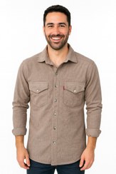 تصویر پیراهن مخمل کبریتی مردانه مدل کلاسیک – سایز L تا 3XL - کرمی / XXXL 