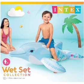 تصویر تشک بادی روی آب جدید طرح دلفین اینتکس intex 58535