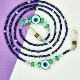 تصویر بند عینک هفت رنگ دستساز منجوقی کریستالی مدل چشم نظر Cheshmnazar