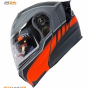 تصویر کلاه کاسکت فک متحرک Ek مدل JK908 مشکی نارنجی کد 8 Ek JK908 model JK908 moving jaw casket cap, black, orange, code 8