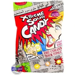 تصویر آبنبات ترش پالازی مدل xtreme sour candy طعم توت فرنگی تافی و آبنبات