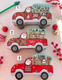 تصویر قوطی فلزی کریسمسی طرح ماشین 