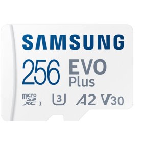 تصویر کارت حافظه microSDXC سامسونگ مدل EVO PLUS U3 A2 V30 استاندارد UHS-I ظرفیت 256 گیگابایت SAMSUNG EVO PLUS U3 A2 V30 256G 256GB A2, Class 10, U3, V30 130MB/s 30MB/s