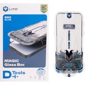 تصویر گلس شفاف با ابزار مخصوص نصب iPhone 15 Pro Max مارک LITO مدل Magic Box D+ HD Glass iPhone 15 Pro Max Lito Magic Box D+ Tools HD Full Glass Screen Protector