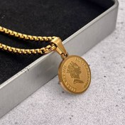 تصویر گردنبند سکه الیزابت ۴۵ سانت با زنجیر استیل 