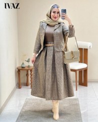 تصویر کت و دامن - پارچه ریما درجه یک / رنگ کرم نسکافه ای / سایز1-2-3-4 coat and skirt