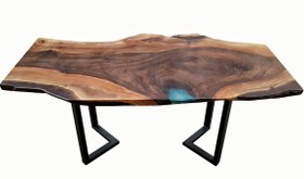 تصویر میز جلومبلی ترکیبی چوب گردو بارزین اپوکسی 