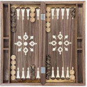 تصویر تخته نرد گردویی جا مهره دار سایز ۵۵ سانتی طرح لوتوس 