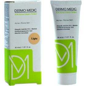 تصویر کرم مناسب پوست جوش دار رنگی 30میل درمو مدیک لایت Dermo Medic Tinted Anti Acne Cream