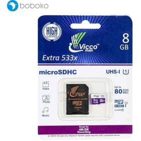 تصویر کارت حافظه MicroSDHC ویکو من مدل Extre 533X ظرفیت 8 گیگابایت ا Vicco MicroSDHC Extre 533X memory card capacity 8 GB Vicco MicroSDHC Extre 533X memory card capacity 8 GB