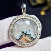 تصویر آویز گردنبند نقره روس سنگ طبیعی عقیق شجر معدنی خراسان کد 37492 
