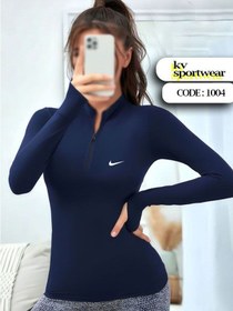 تصویر تیشرت نیم زیپ فینگردار ورزشی زنانه Nike کد 0011 Nike womens half zip tshirt with fingers code 0011