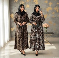 تصویر پیراهن زنانه حریر طرح پلنگی وارداتی Palangi