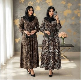 تصویر پیراهن زنانه حریر طرح پلنگی وارداتی Palangi