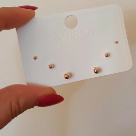 تصویر پک گوشواره گوی طلایی برند ژوپینگ مناسب برای سه سوراخ روی گوش 