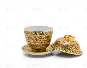 تصویر عکس با کیفیت فنجان با طرح تذهیب اسلیمی 