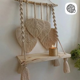 تصویر شلف مکرومه بافی 40cm مدل 4 برگ کد 01 