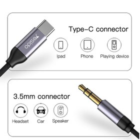 تصویر کابل تبدیل Type-C به AUX یسیدو مدل YAU-20 طول 1 متر Yesido YAU-20 Type-C To Aux Covertor 1M