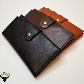 تصویر ست جاکارتی و کیف پول کتی و کیف پول جیبی چرم طبیعی کد 172 - مشکی Card Holder set and key holder