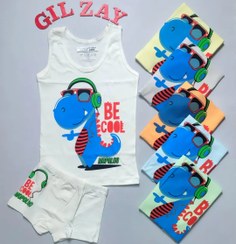 تصویر رکابی و شورت بچگانه مدل دایناسور دو تا ده سال 